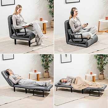 4-i-1 konvertibel bäddsoffa för en person InnovaGoods Svart (Renoverade A)