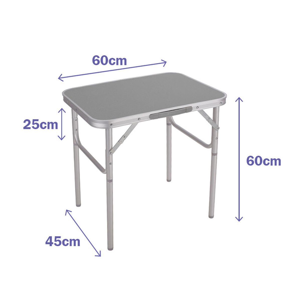 Marbueno Hopfällbart Aluminiumbord D25 Blandade Färger Camping och Strand 60X45X25/60 cm 10012 - 3