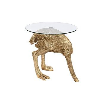 Sidobord Home ESPRIT Gyllene Harts Glas 60 x 60 x 62 cm