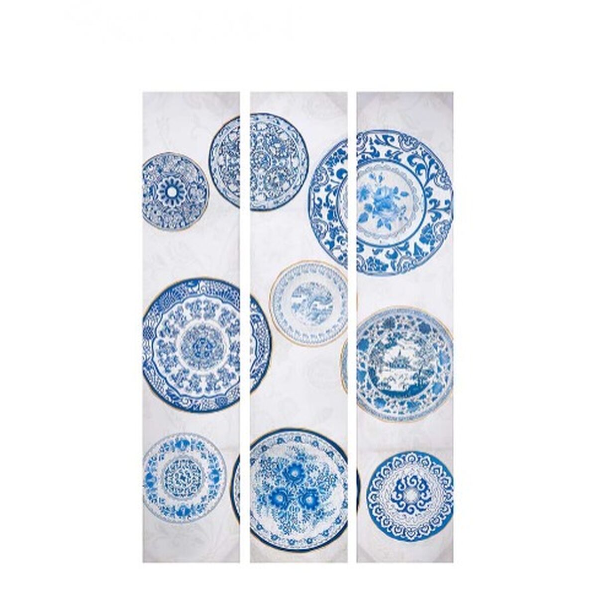 Skärm Gift Decor Blå Vit Kanvas 122 x 2,5 x 180 cm 40 x 180 x 7 cm Tallrik