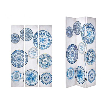 Skärm Gift Decor Blå Vit Kanvas 122 x 2,5 x 180 cm 40 x 180 x 7 cm Tallrik