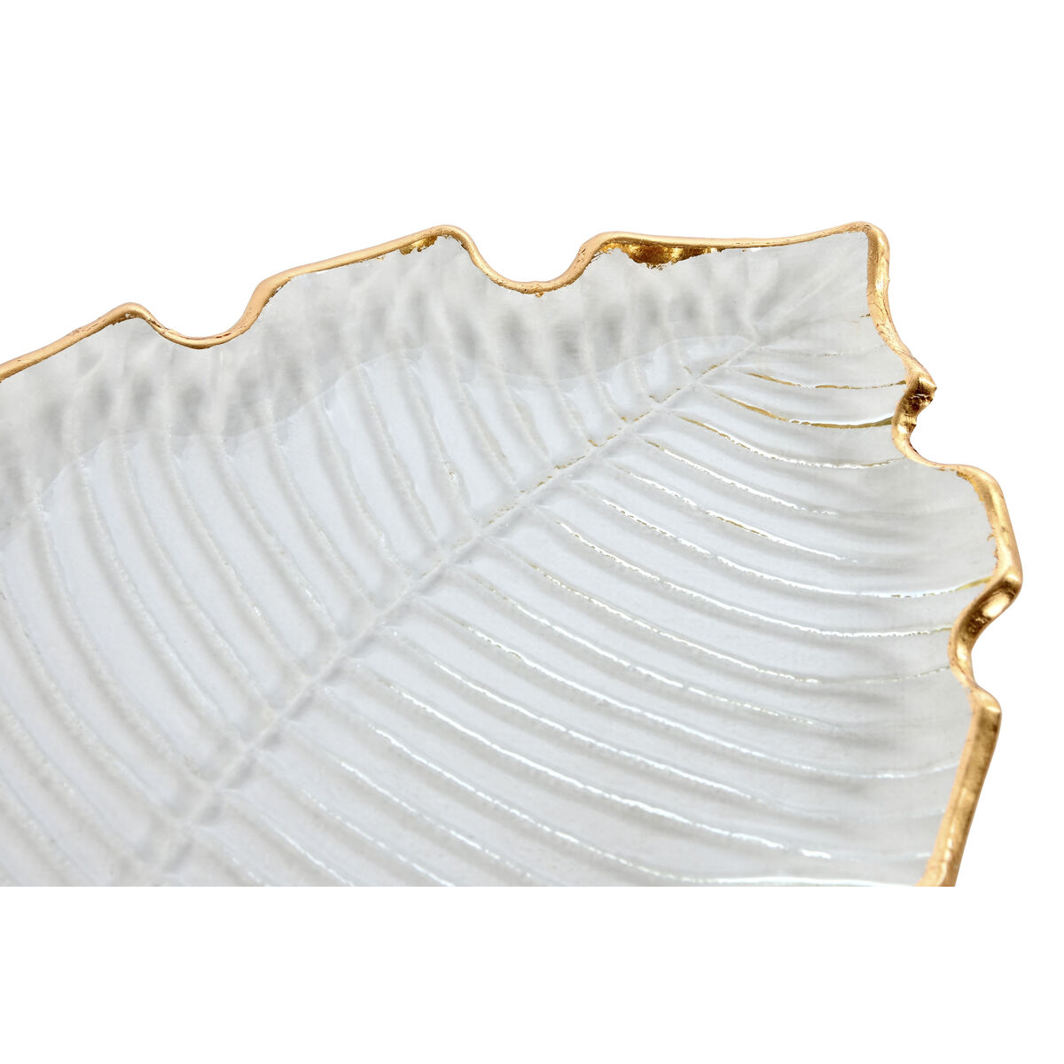 Bordsdekoration Home ESPRIT Transparent Gyllene Tropiskt Löv av en växt 28 x 20 x 2 cm - 2