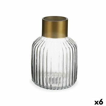 Vas Gift Decor Transparent Gyllene Glas 14,5 x 22 x 14,5 cm (6 antal)