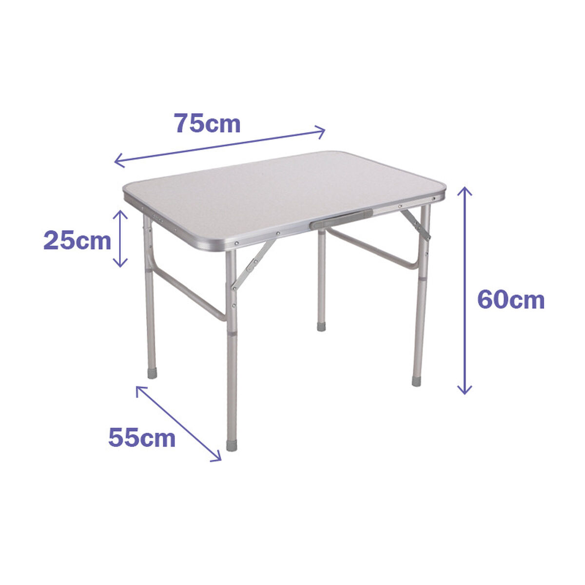 Marbueno Hopfällbart Aluminium Bord D25 Blandat Camping och Strand 75X55X25/60 cm 10013 - 3