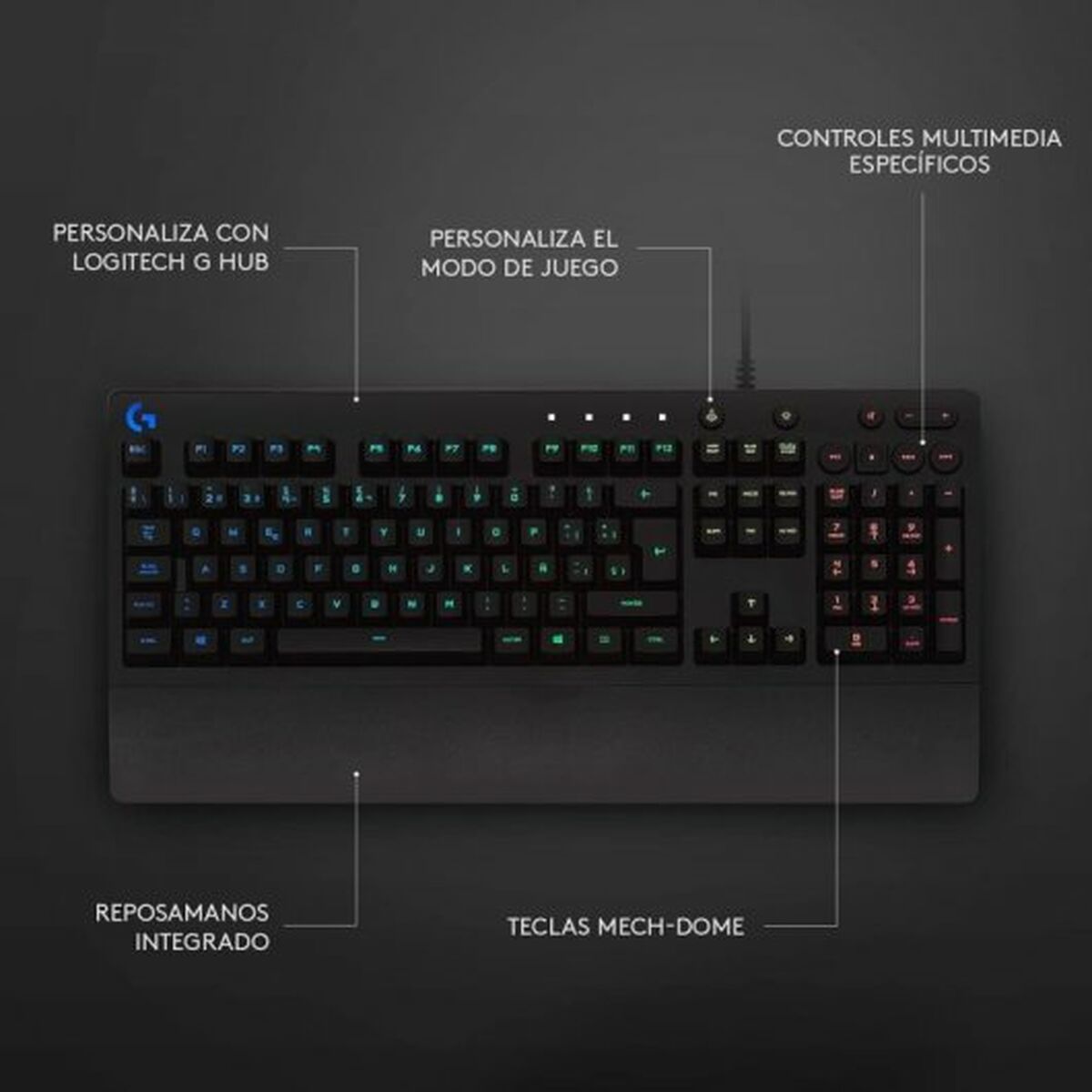 Tangentbord och Mus Logitech G213 Prodigy Svart Qwerty Italienska - 6
