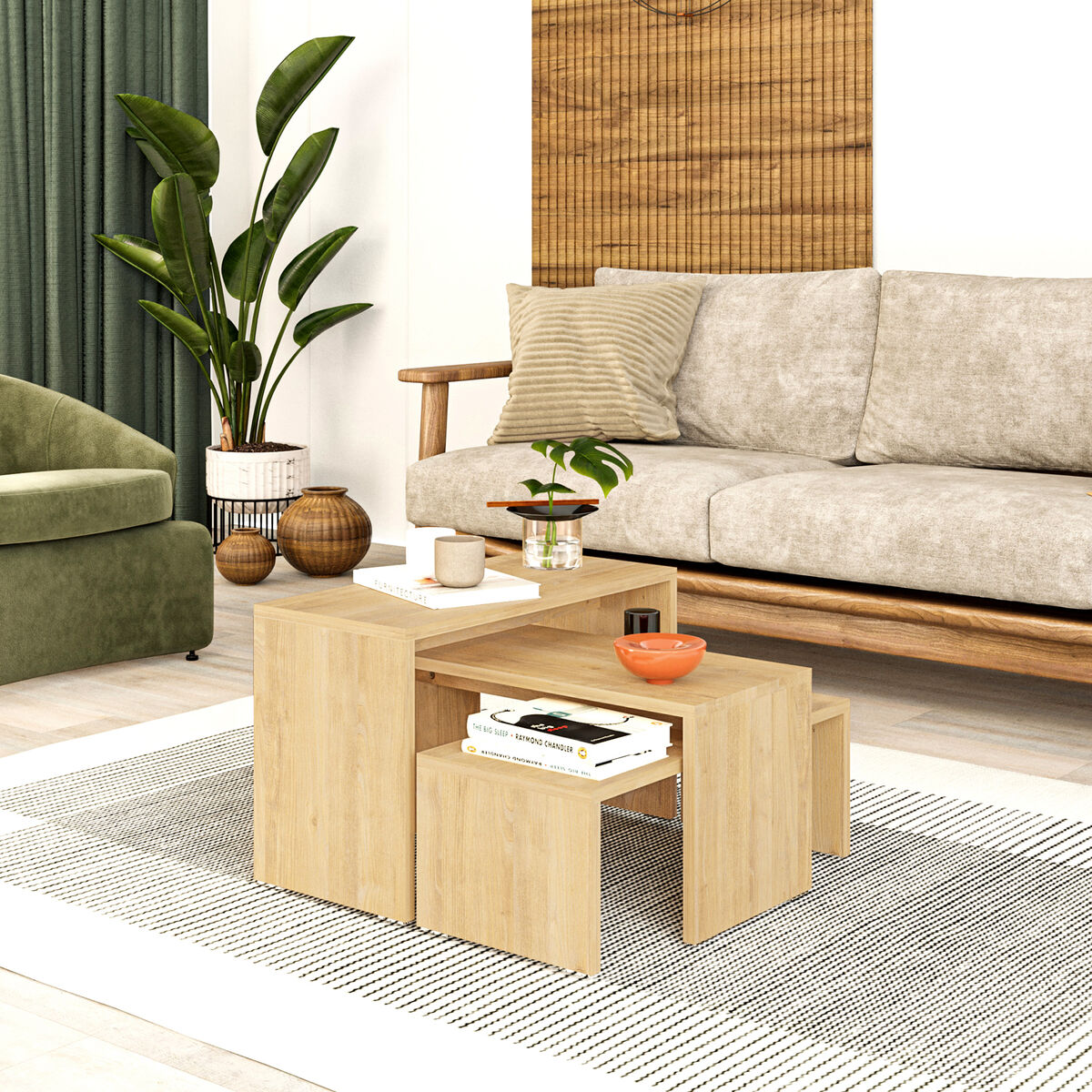 3-bordsset Alexandra House Living Tölgy Trä MDP 32 x 65 x 30 cm 24 x 65 x 30 cm 39 x 65 x 30 cm - 2