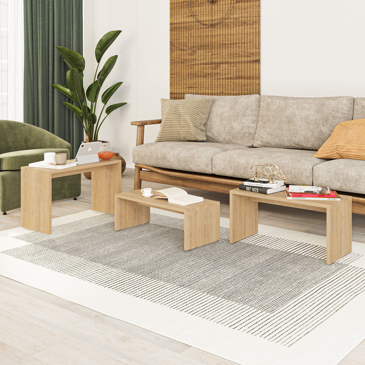 3-bordsset Alexandra House Living Tölgy Trä MDP 32 x 65 x 30 cm 24 x 65 x 30 cm 39 x 65 x 30 cm - 4