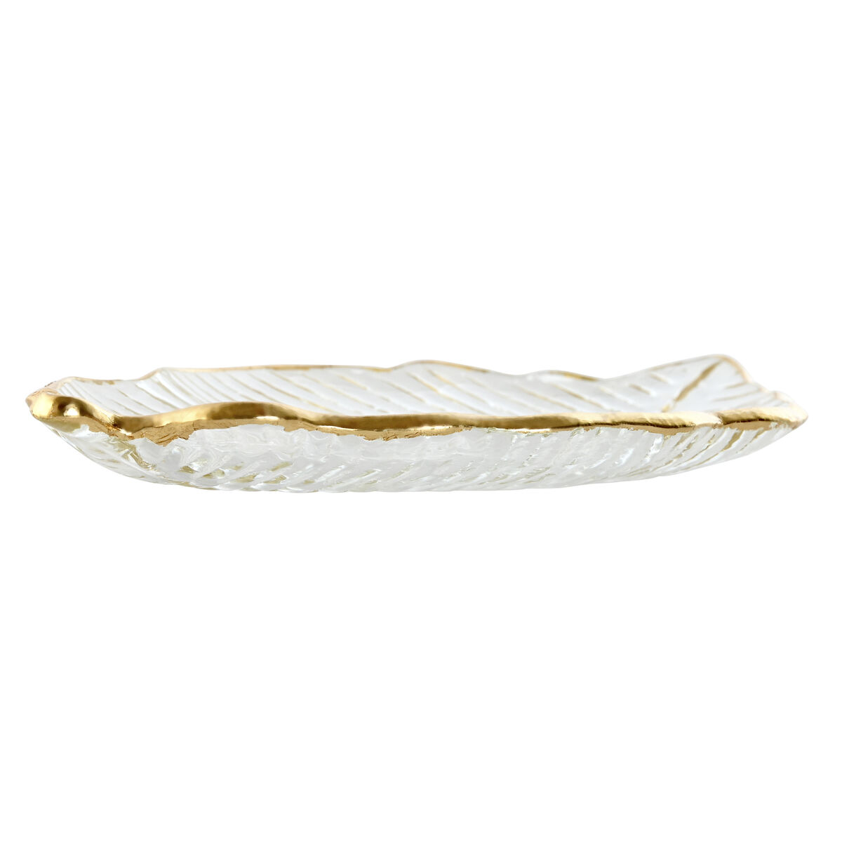 Bordsdekoration Home ESPRIT Transparent Gyllene Tropiskt Löv av en växt 23 x 13 x 2 cm - 2
