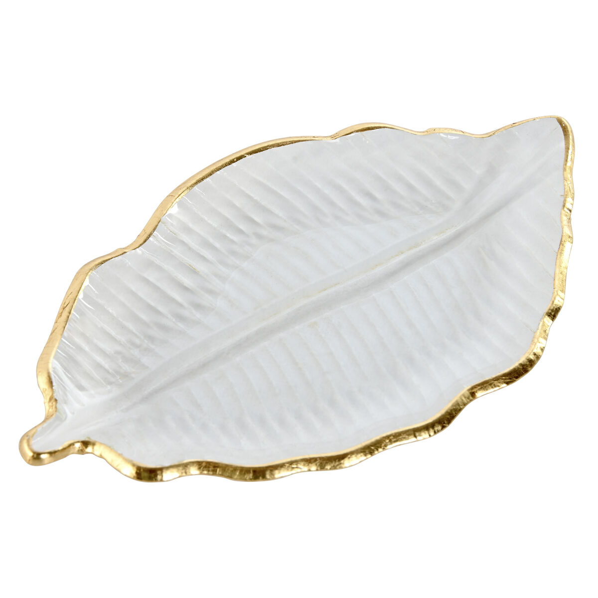 Bordsdekoration Home ESPRIT Transparent Gyllene Tropiskt Löv av en växt 23 x 13 x 2 cm - 3