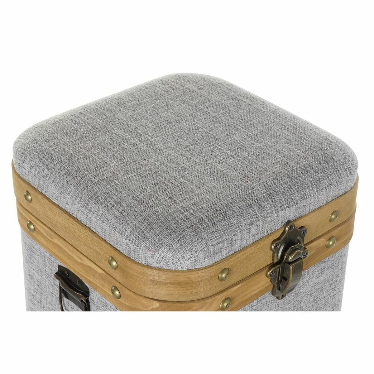 Uppsättning med Dekorativa Lådor DKD Home Decor Grå Trä Polyester (3 pcs) - 8