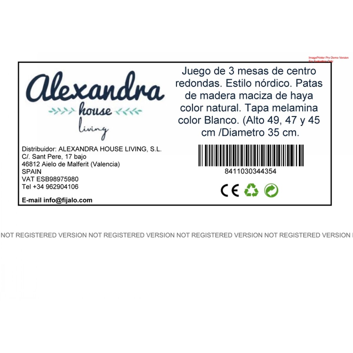 Set om 3 bord Alexandra House Living Vit Naturell Trä MDP 35 x 49 x 35 cm 35 x 45 x 35 cm 35 x 47 x 35 cm - 4