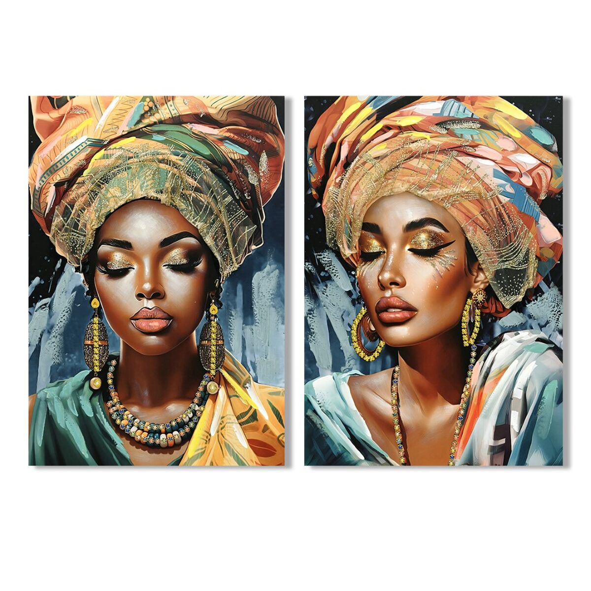 Kanvas Home ESPRIT Kolonial Afrikanska 70 x 3 x 100 cm (2 antal)