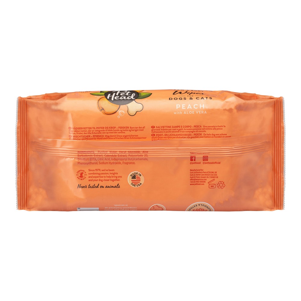 Våtservetter för husdjur Pet Head Quick Fix Persika (80 uds) - 4