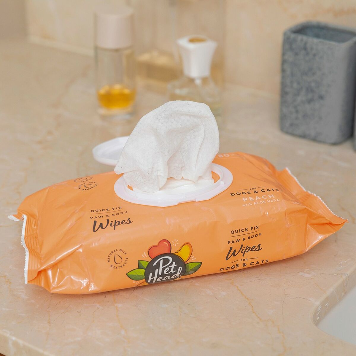 Våtservetter för husdjur Pet Head Quick Fix Persika (80 uds) - 10
