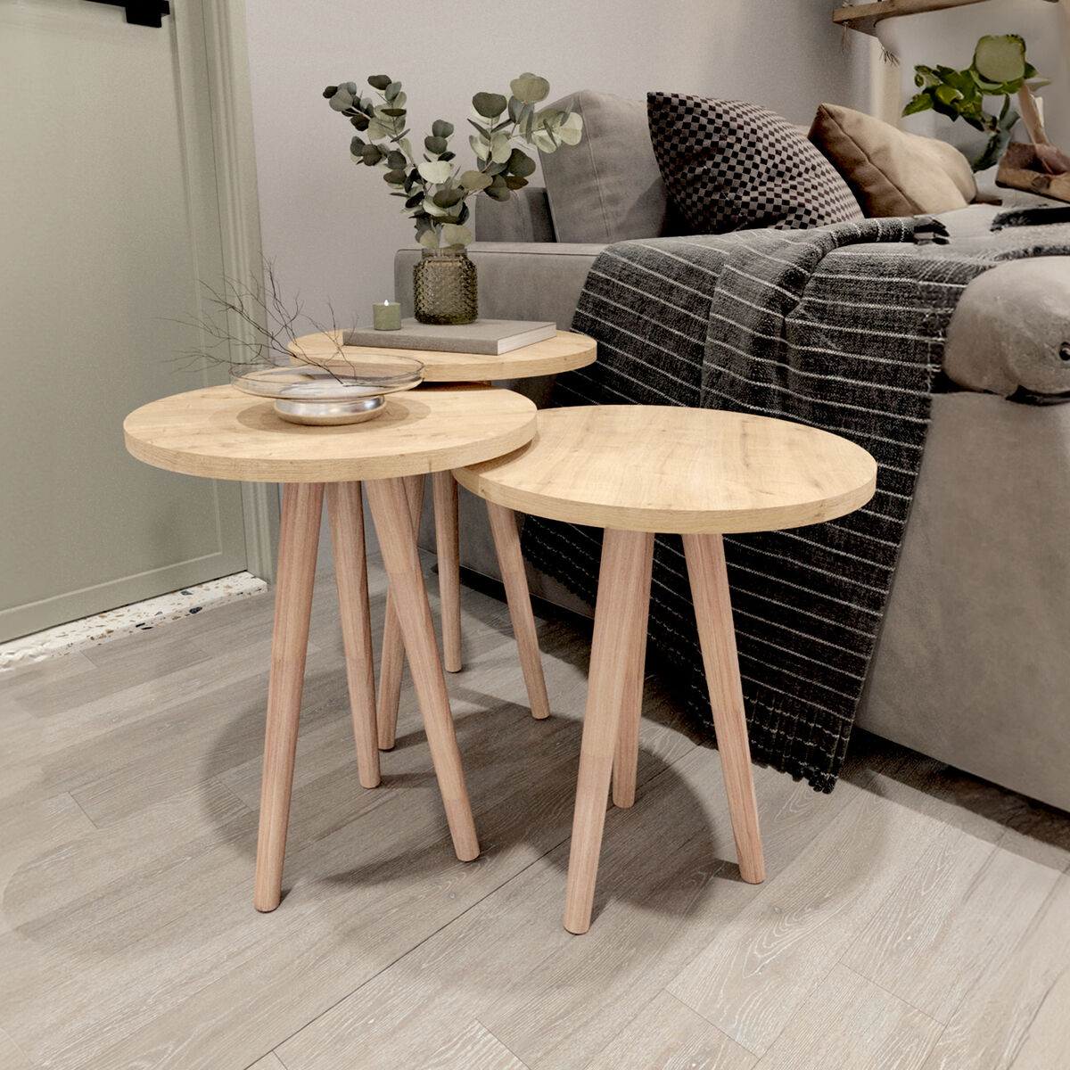 Set om 3 bord Alexandra House Living Naturell Tölgy Trä MDP 35 x 49 x 35 cm 35 x 45 x 35 cm 35 x 47 x 35 cm - 2