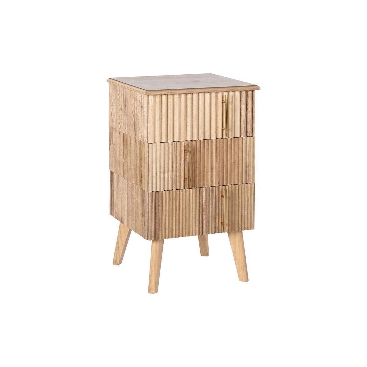 Nattduksbord DKD Home Decor Gyllene Ljusbrun Paulowniaträ Trä MDF 43 x 40 x 70 cm