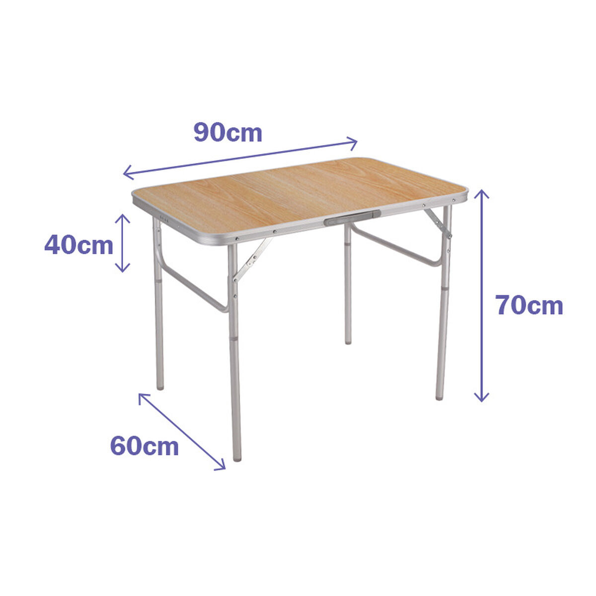 Marbueno Bord Aluminium Vikbar D25 Blandad Camping och Strand 90X60X39/70 cm 10014 - 3