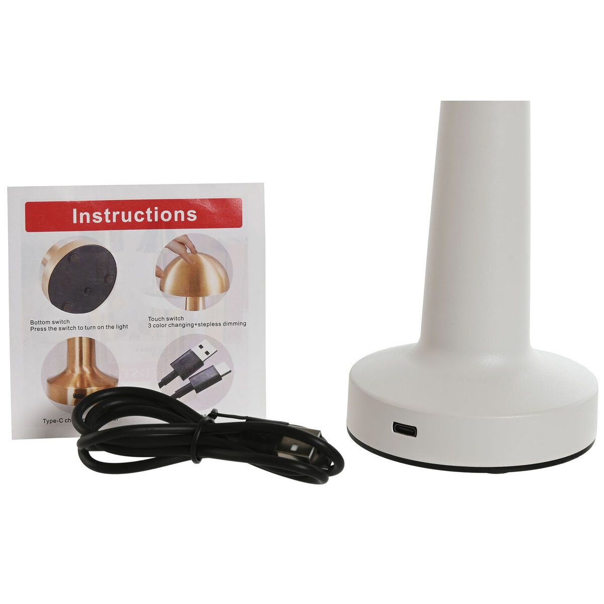 Bordslampa Home ESPRIT Vit Svart 9 x 9 x 22 cm (2 antal) - 3