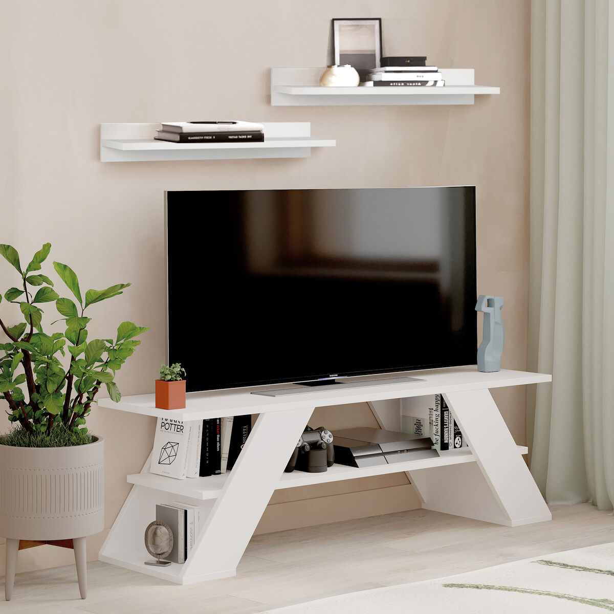 TV-möbler Alexandra House Living Diagonal Vit 120 x 40 x 33 cm - 2