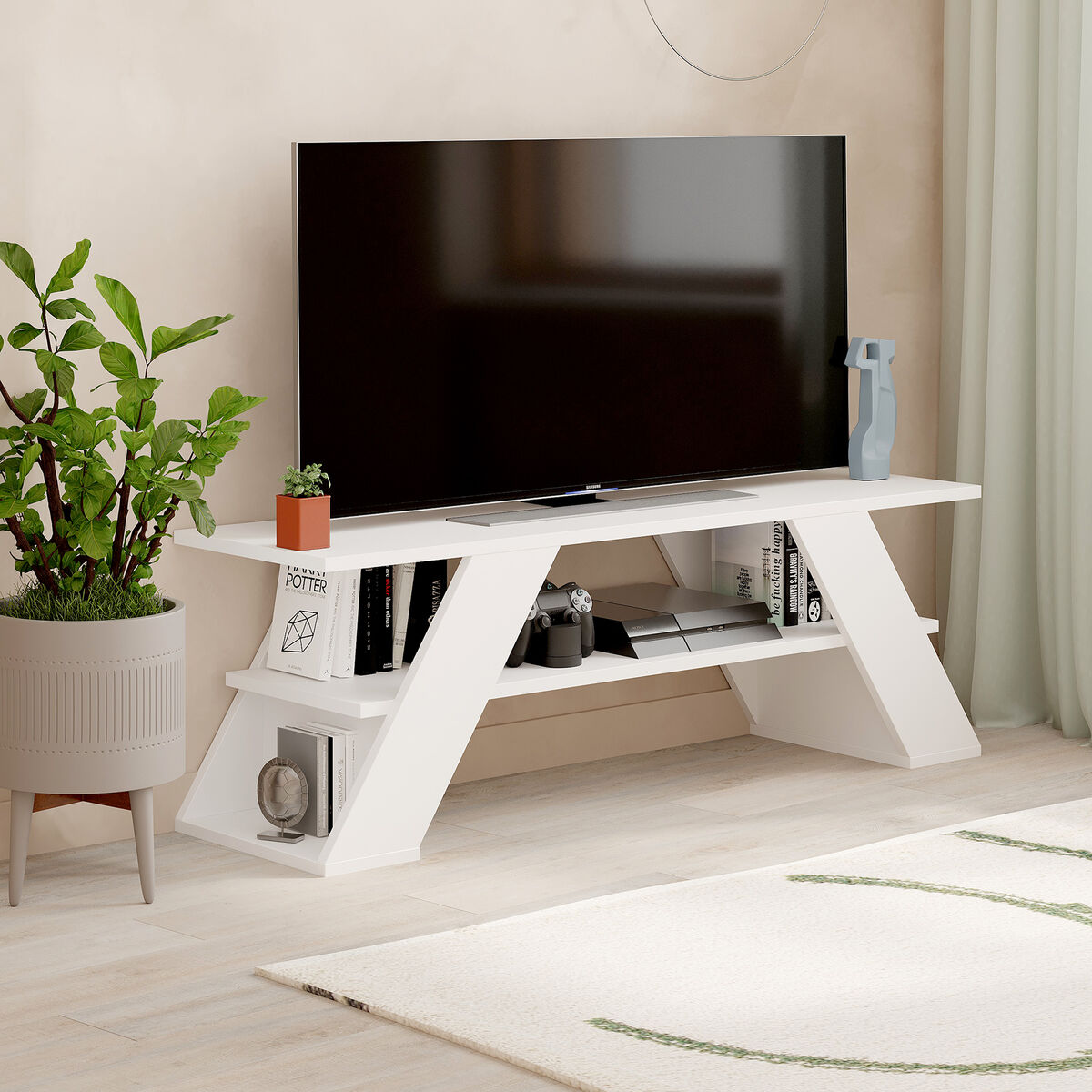 TV-möbler Alexandra House Living Diagonal Vit 120 x 40 x 33 cm - 4