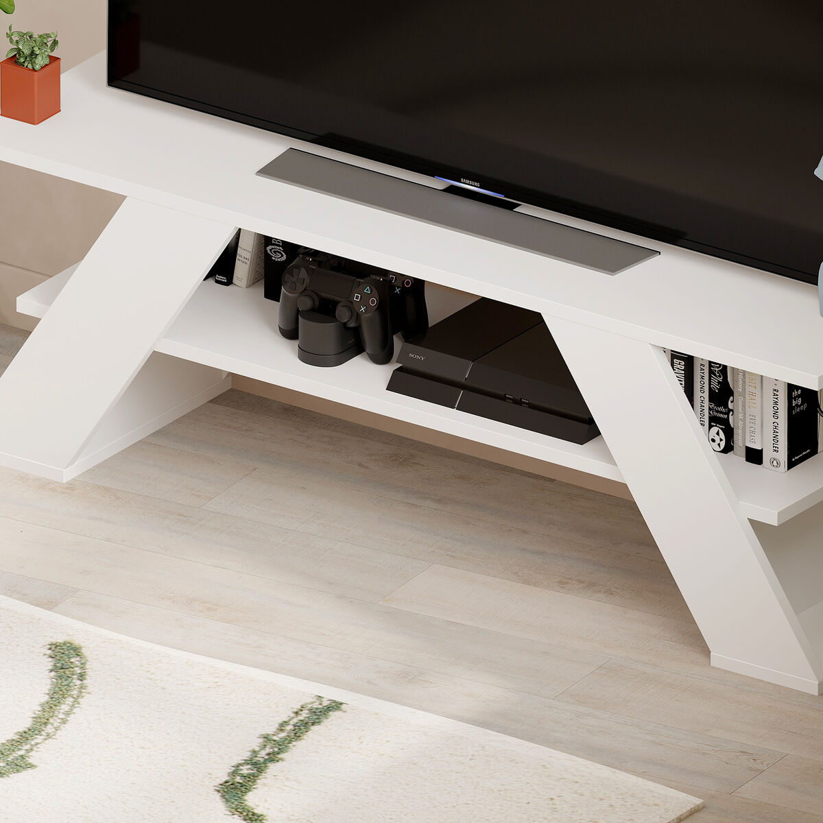 TV-möbler Alexandra House Living Diagonal Vit 120 x 40 x 33 cm - 5