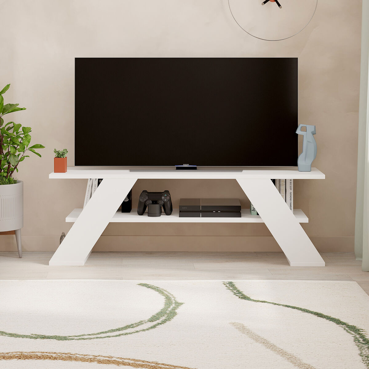 TV-möbler Alexandra House Living Diagonal Vit 120 x 40 x 33 cm - 3