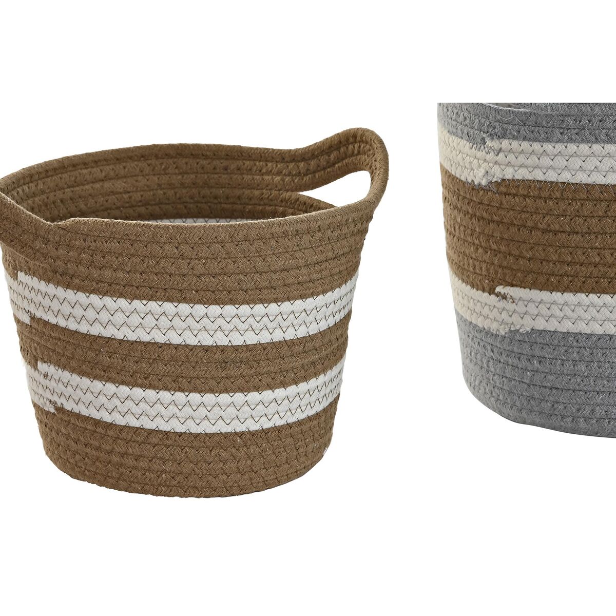 Korg - set DKD Home Decor 33 x 33 x 26 cm Naturliga fibrer Boho (2 antal) - 10