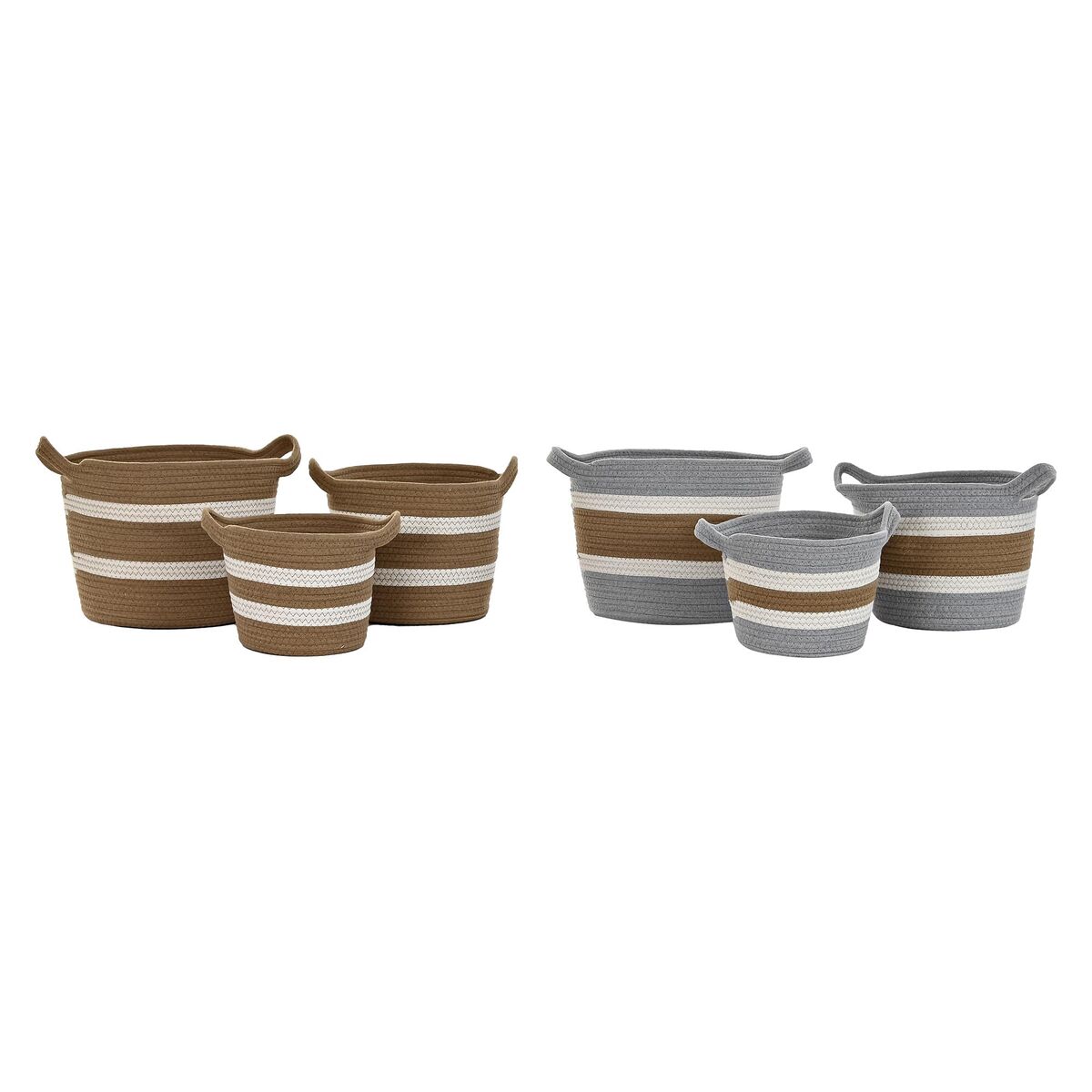 Korg - set DKD Home Decor 33 x 33 x 26 cm Naturliga fibrer Boho (2 antal) - 12