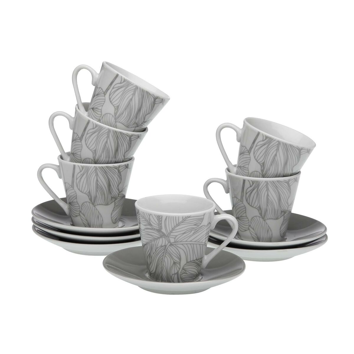 Set med kaffekoppar Versa Palmträd Porslin