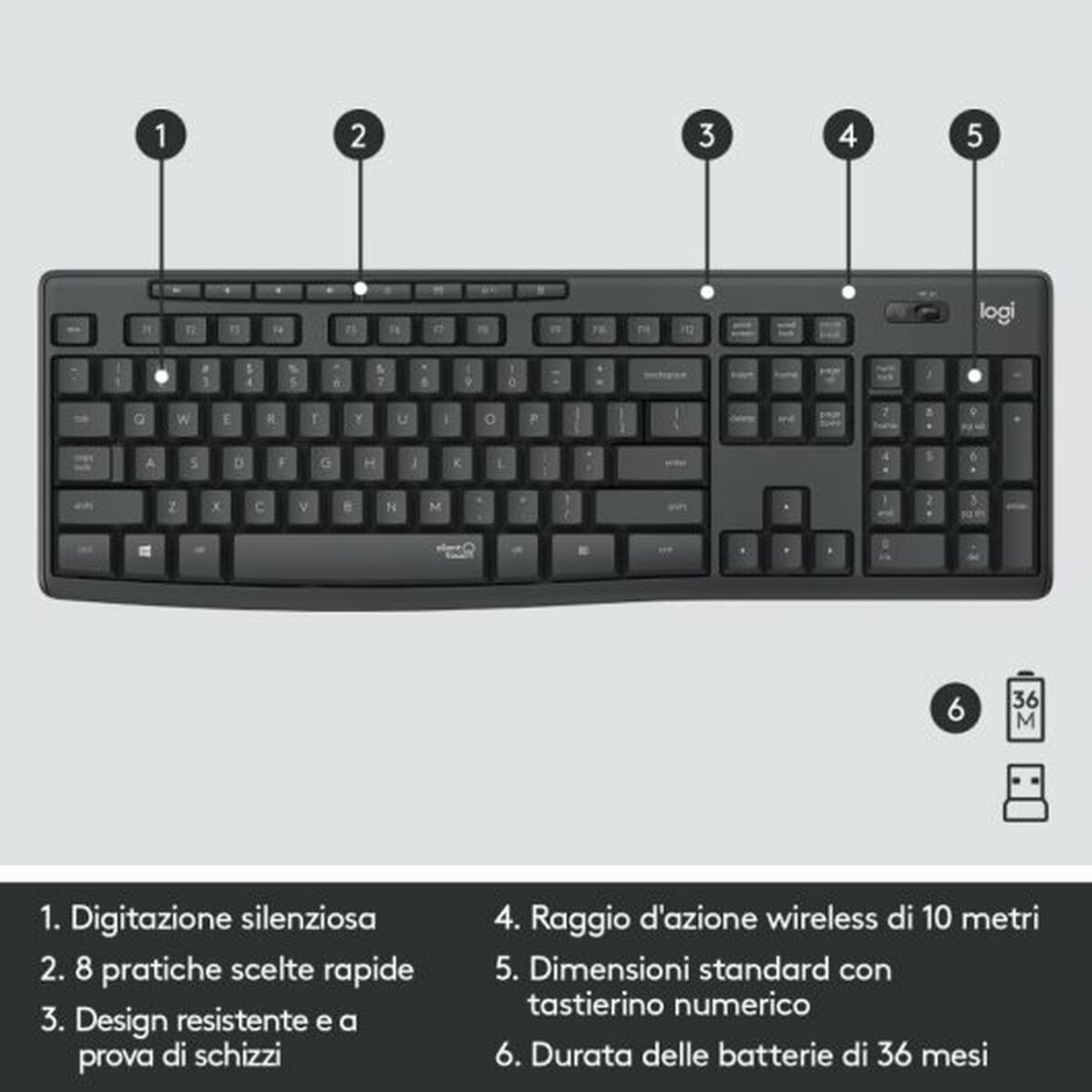 Tangentbord Logitech Svart QWERTY - 6