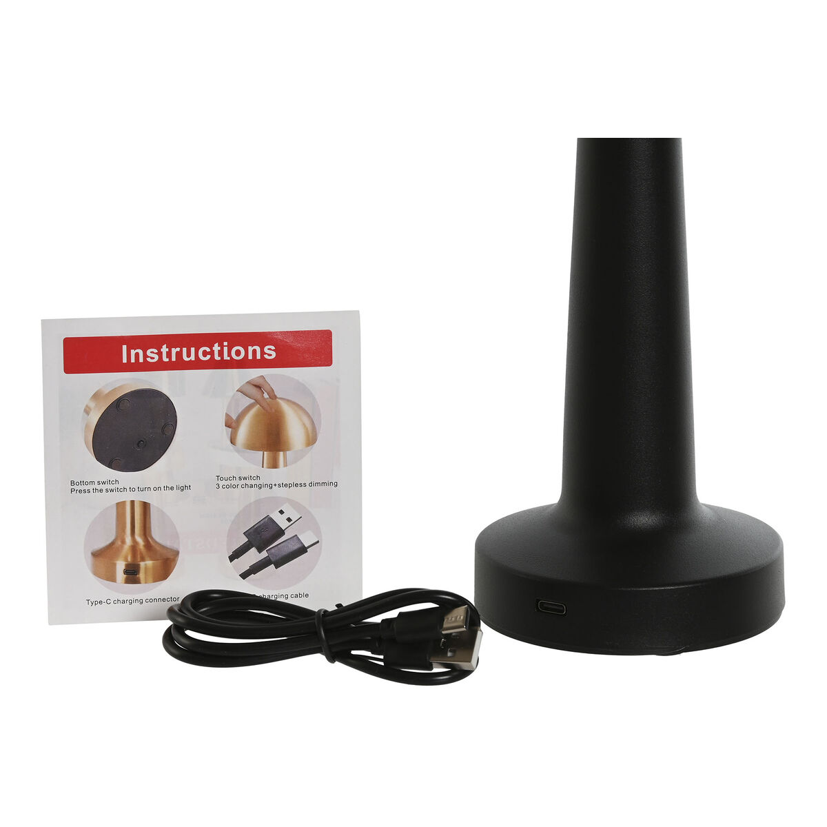 Bordslampa Home ESPRIT Vit Svart 9 x 9 x 24 cm (2 antal) - 3