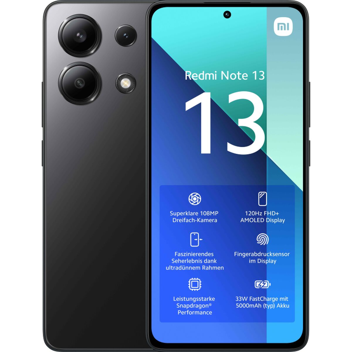 Smartphone Xiaomi Redmi Note 13 6,67" Snapdragon 685 Dimensity 6080 8 GB RAM 256 GB Svart Midnight black