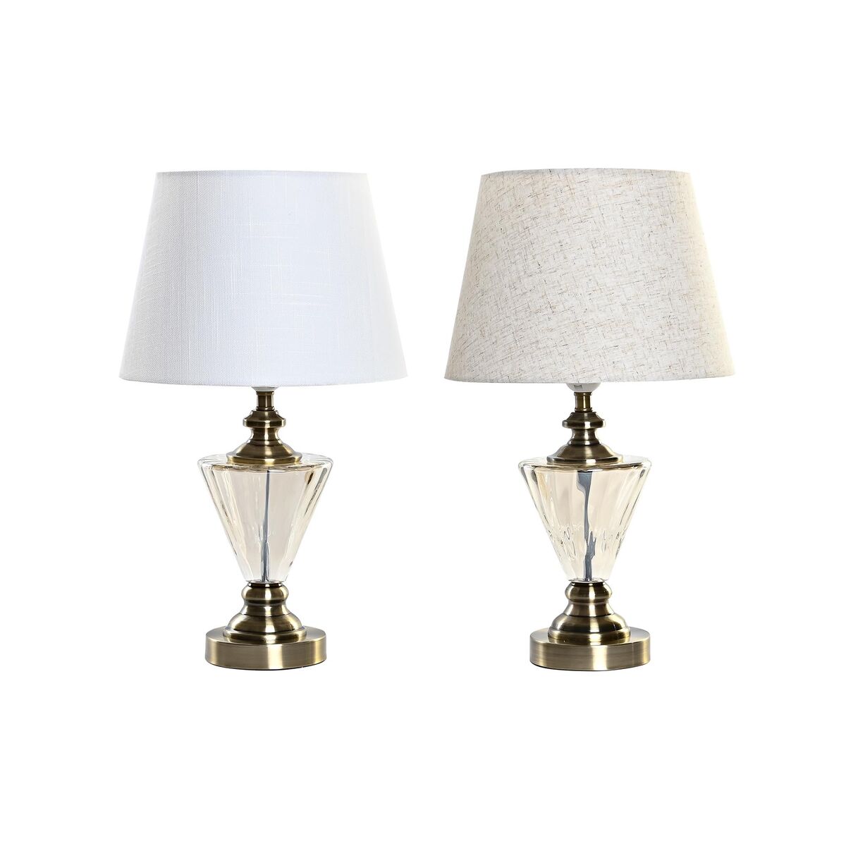 Bordslampa Home ESPRIT Vit Beige 28 x 28 x 48 cm (2 antal)