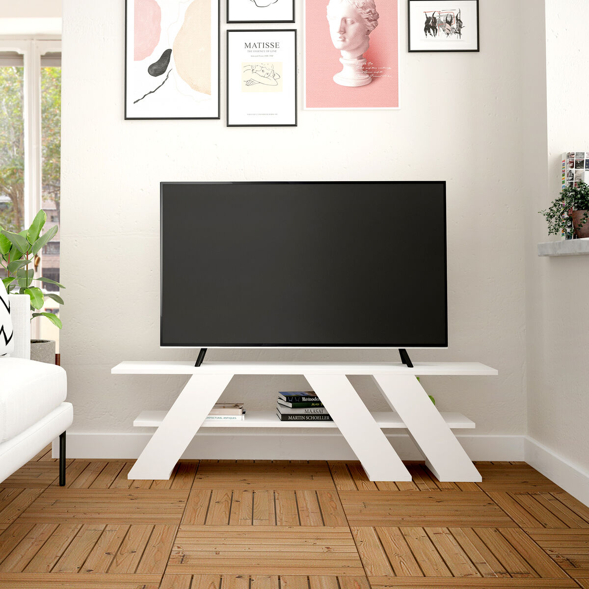 TV-möbler Alexandra House Living Diagonal Vit 140 x 40 x 34 cm - 3