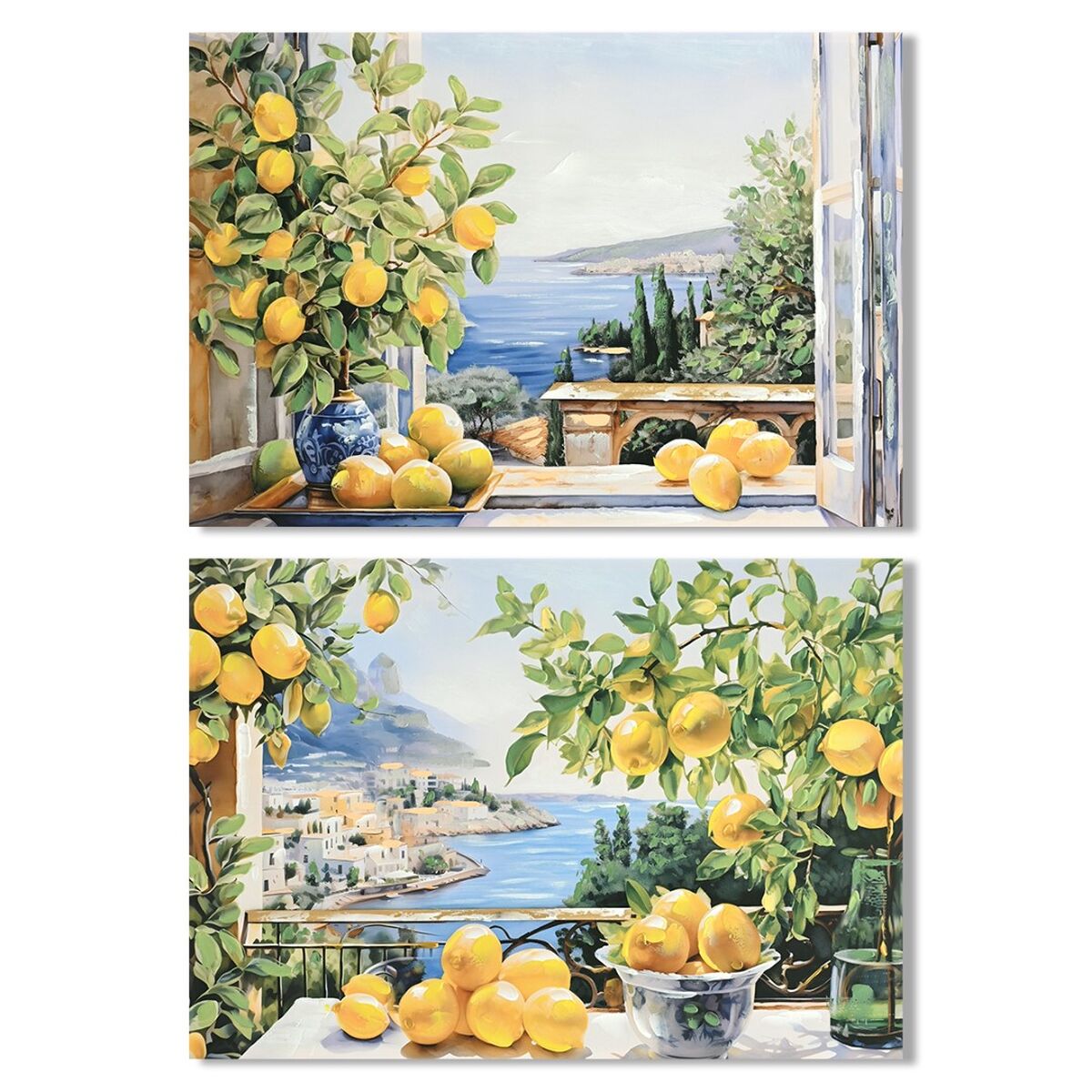 Kanvas Home ESPRIT Gul Blå Medelhavs 100 x 3 x 70 cm (2 antal)