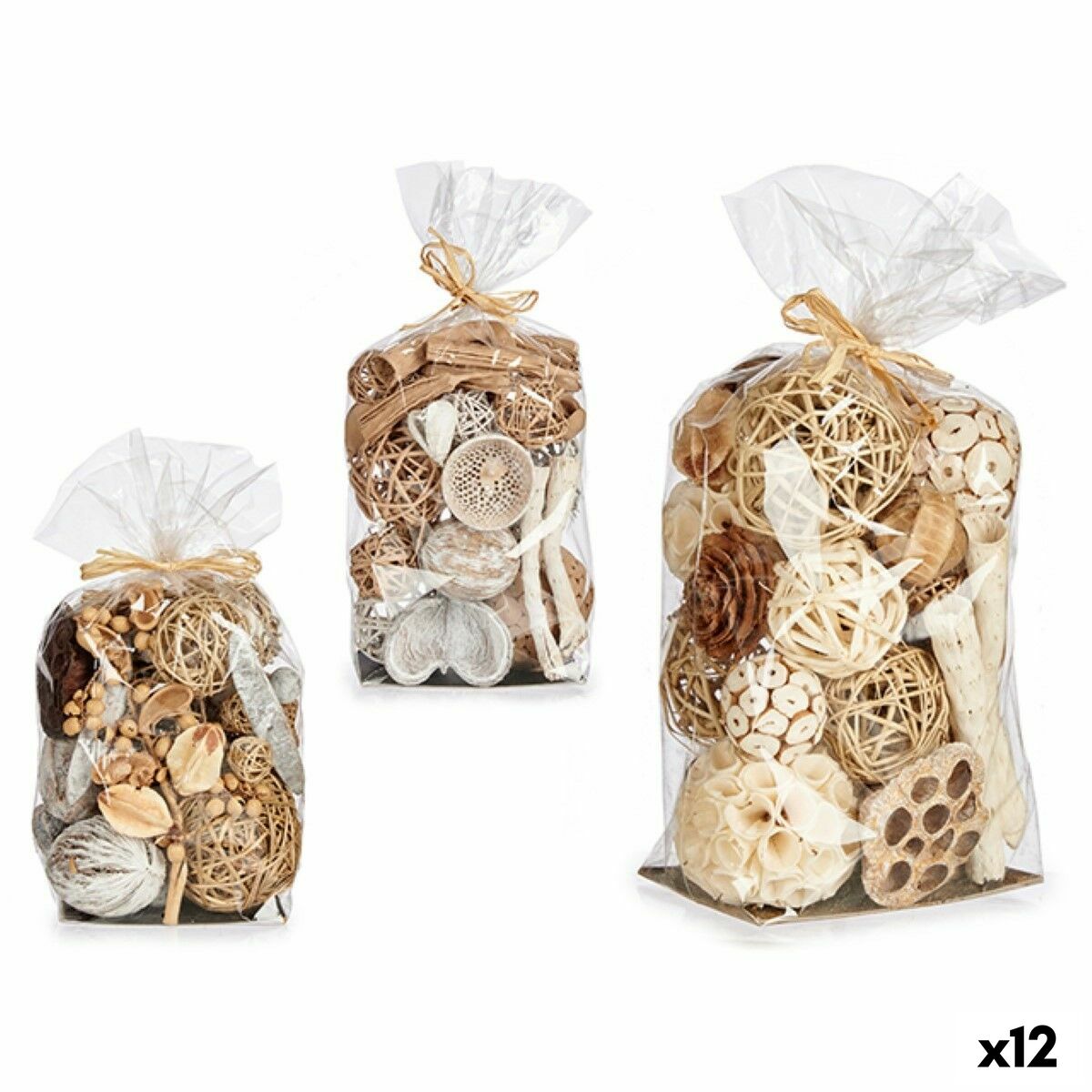 Väska Dekorativa bollar 18 x 34 x 14 cm Brun Vit (12 antal) - 3