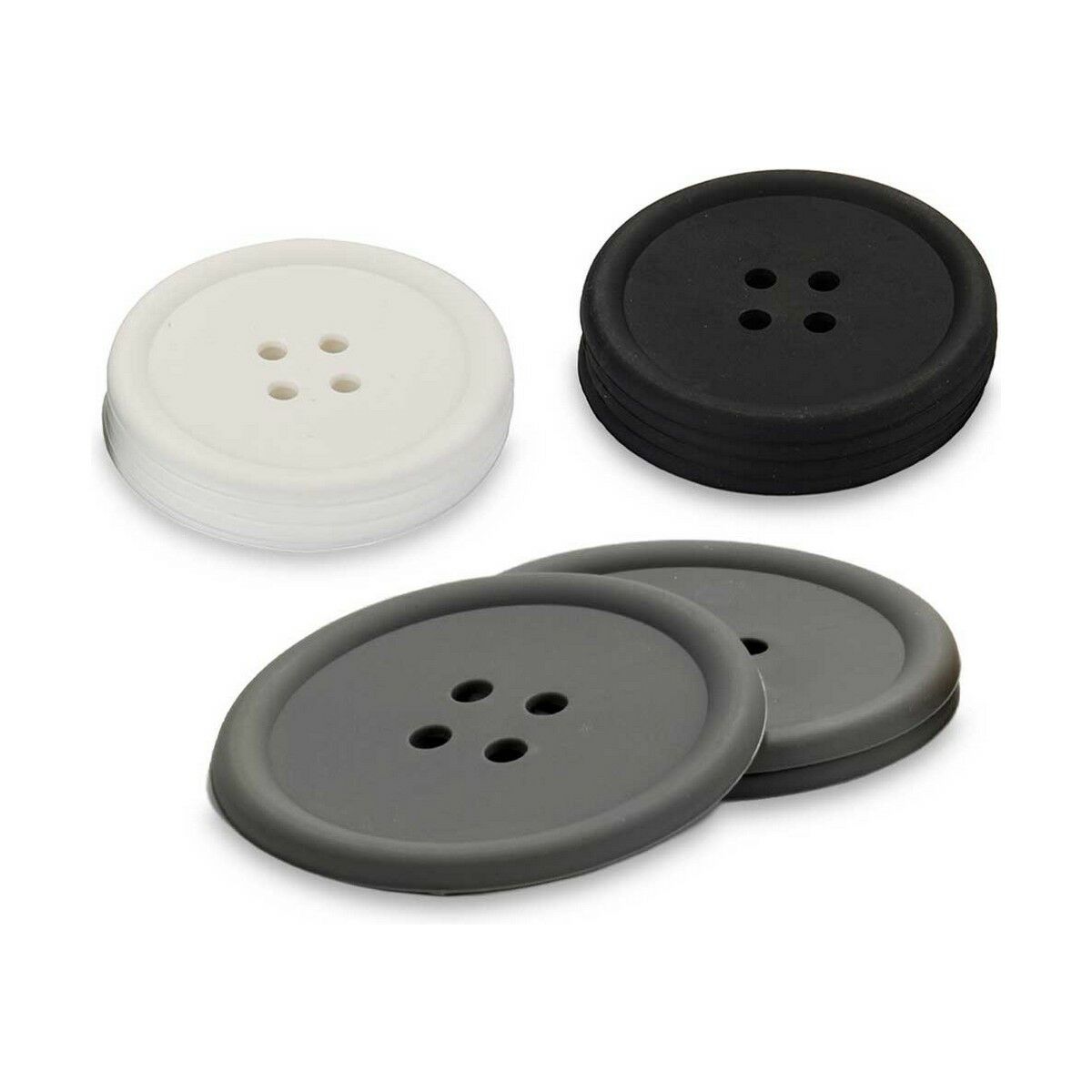 Underlägg Kinvara Vit Svart Grå Silikon Plast Knapp 9 x 2 x 9 cm 8,8 x 8,8 x 0,05 cm 8 x 0,05 x 8 cm 9 x 1,8 x 9 cm Set (24 anta - 2