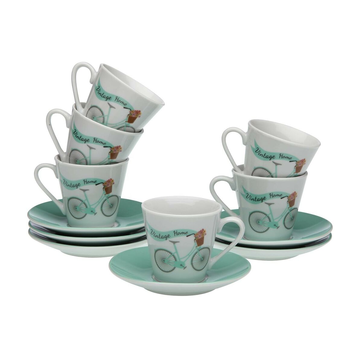 Set med kaffekoppar Versa Cykel 6 antal Porslin