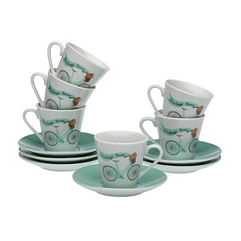 Set med kaffekoppar Versa Cykel 6 antal Porslin