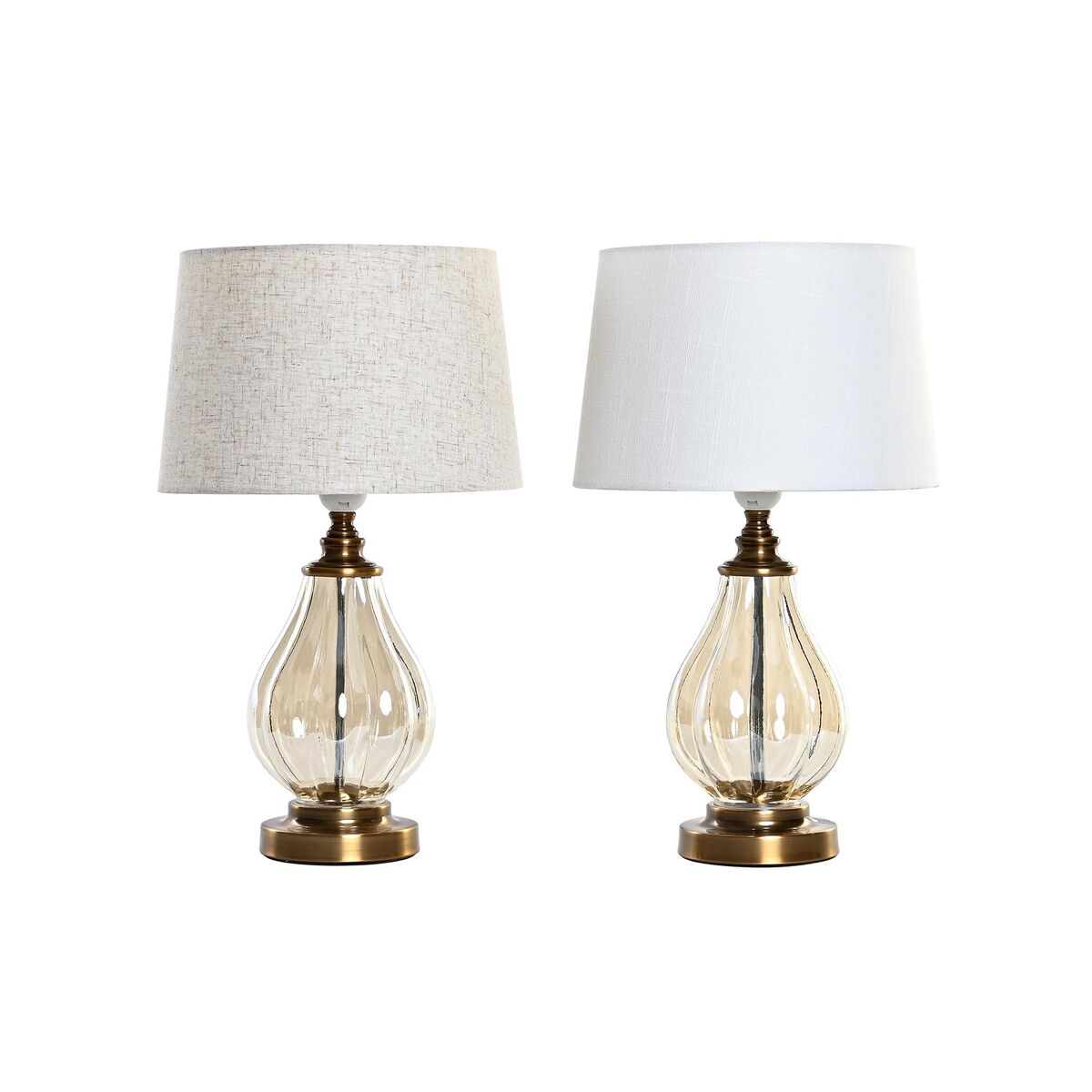 Bordslampa Home ESPRIT Vit Beige 28 x 28 x 46 cm (2 antal)