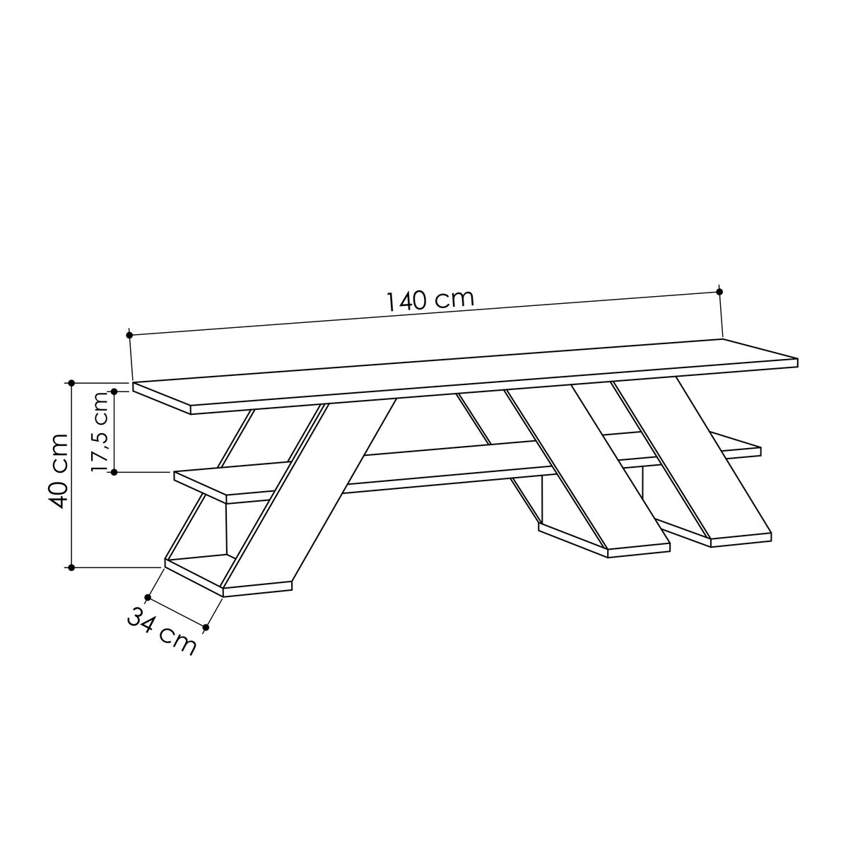 TV-möbler Alexandra House Living Diagonal Brun 140 x 40 x 34 cm - 4