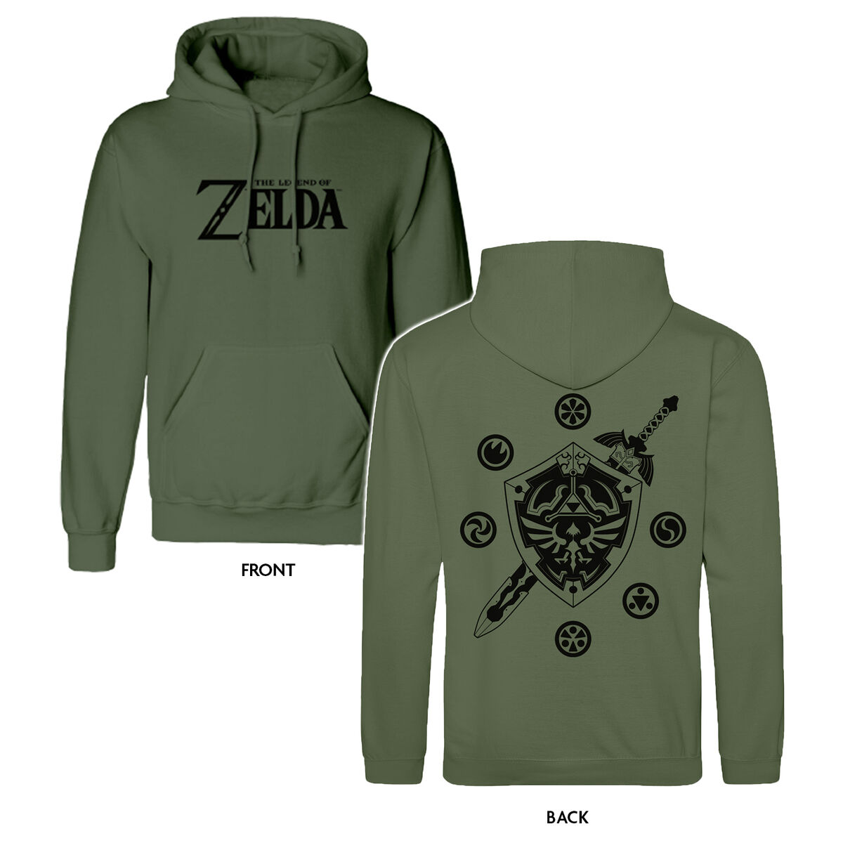 Tröja med huva Barn The Legend of Zelda Logo and Shield Grön - 3