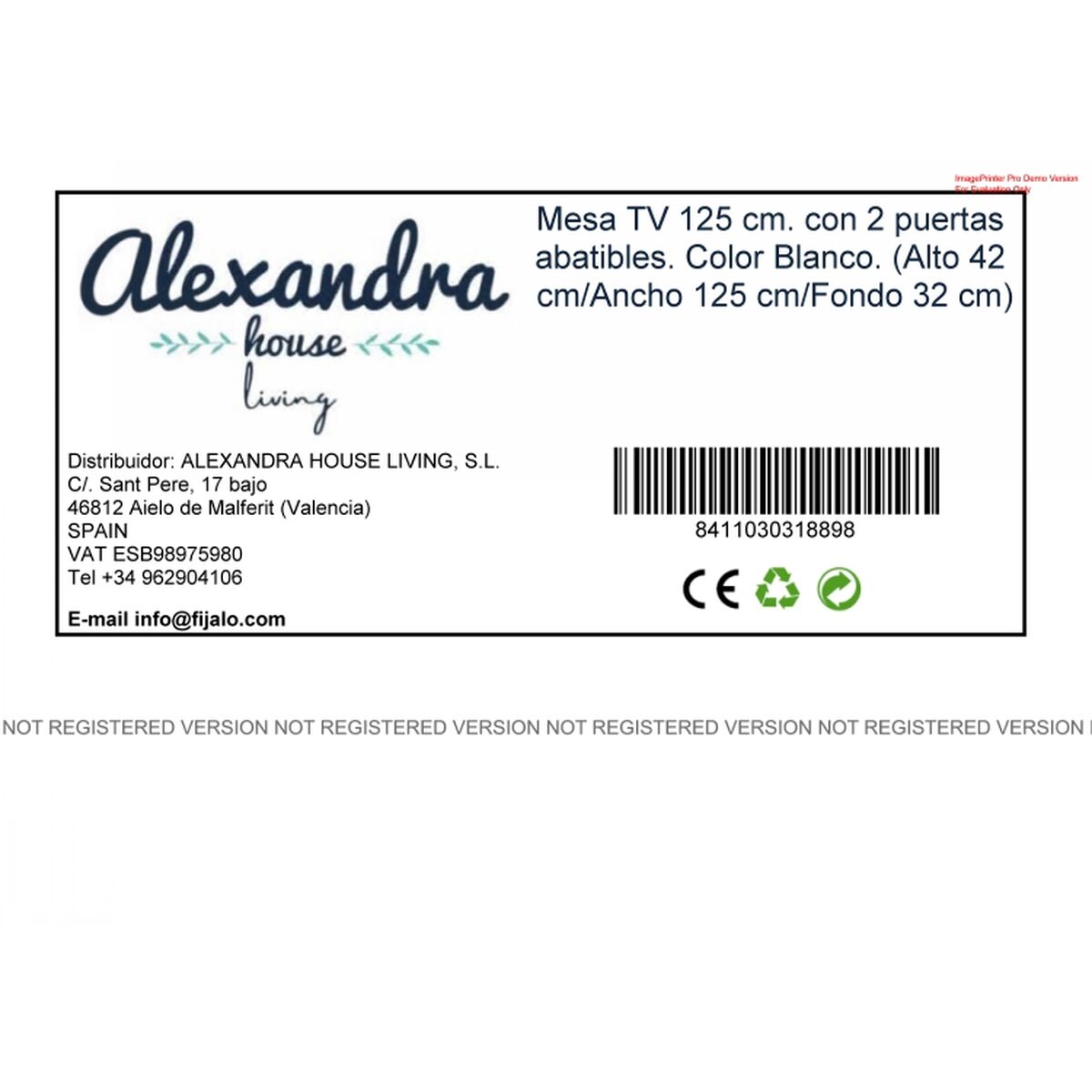 TV-möbler Alexandra House Living Vit 125 x 42 x 32 cm - 2