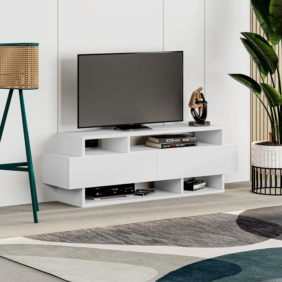 TV-möbler Alexandra House Living Vit 125 x 42 x 32 cm - 3