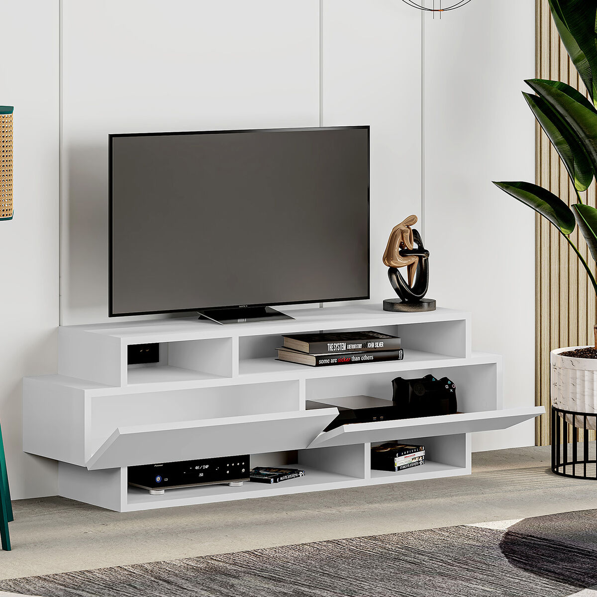 TV-möbler Alexandra House Living Vit 125 x 42 x 32 cm - 4