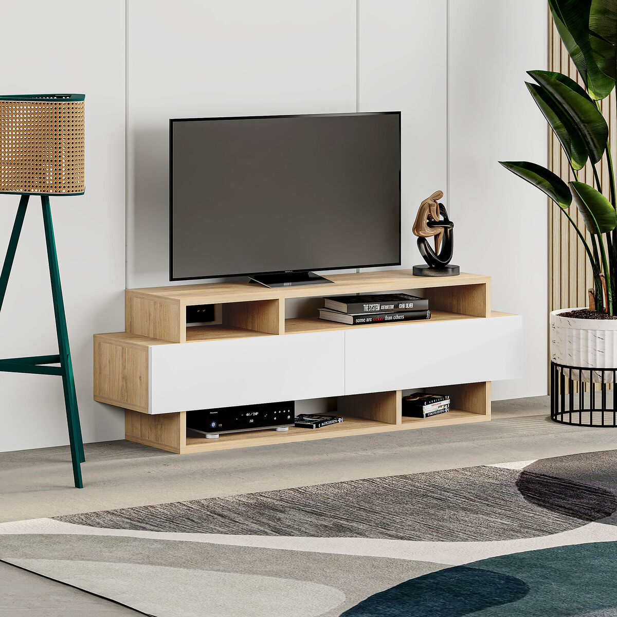 TV-möbler Alexandra House Living Vit Brun 125 x 42 x 32 cm - 4