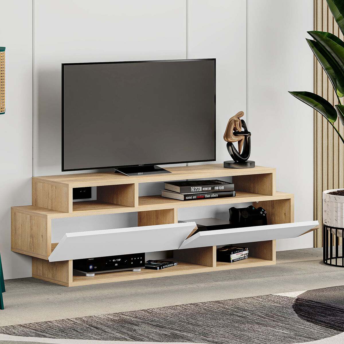 TV-möbler Alexandra House Living Vit Brun 125 x 42 x 32 cm - 5