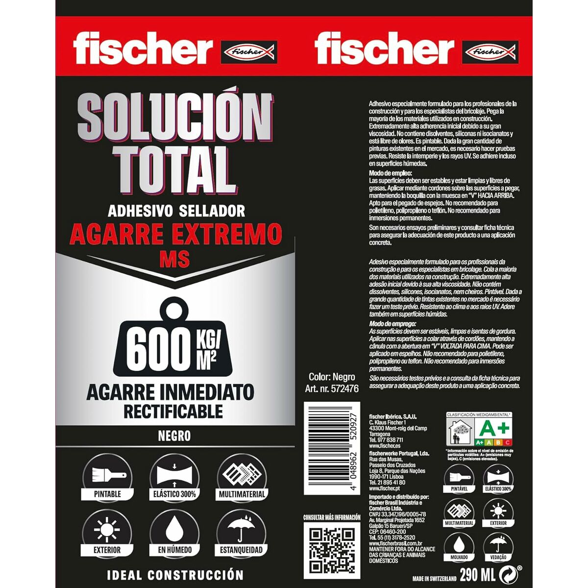 Förseglare/självhäftning Fischer Solución Total 572475 Vit 290 ml Extra stark - 3
