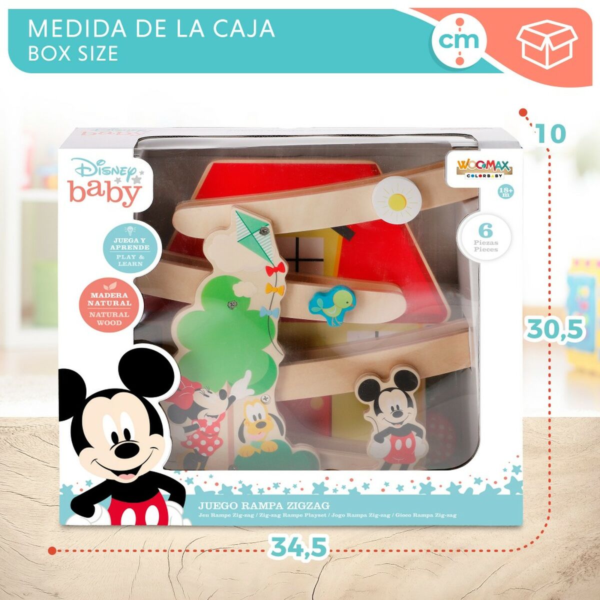 Bilbana i trä med ramper Disney 5 Delar 4 antal 33,5 x 28 x 9,5 cm - 2