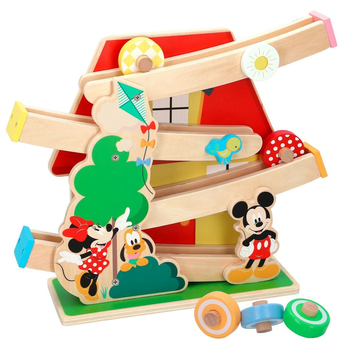 Bilbana i trä med ramper Disney 5 Delar 4 antal 33,5 x 28 x 9,5 cm - 7